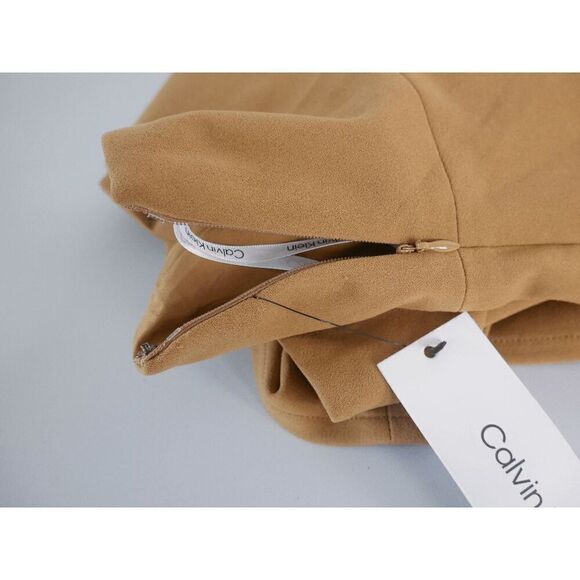 CALVIN KLEIN Women's Petite Scuba Crepe A-Line Skirt Luggage Color 2P - Picture 8 of 10